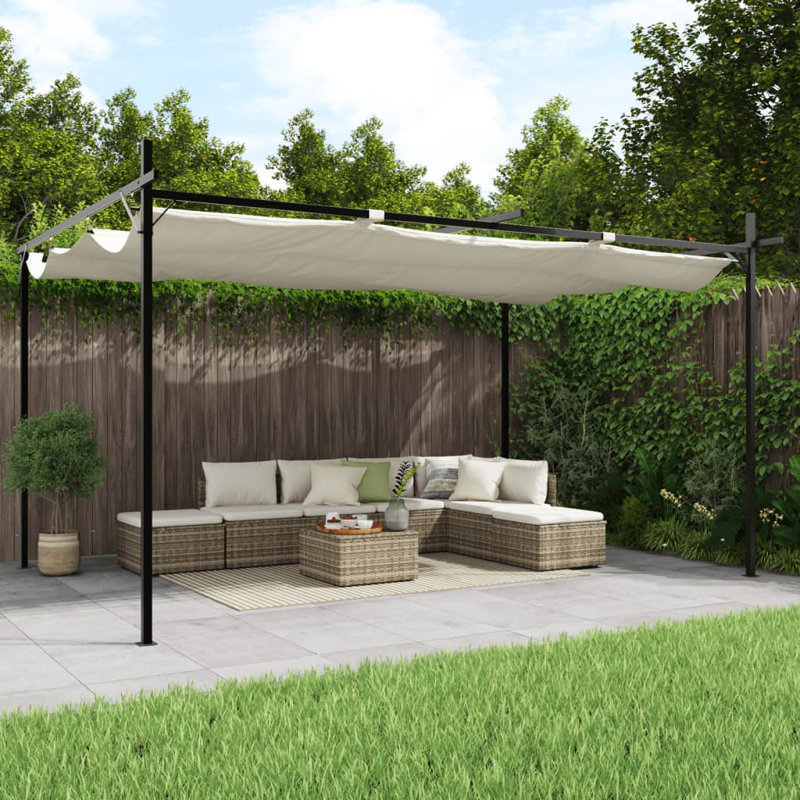 Audrius Metal BBQ Gazebo, 292cm H x 395cm W x 230cm D, Cream
