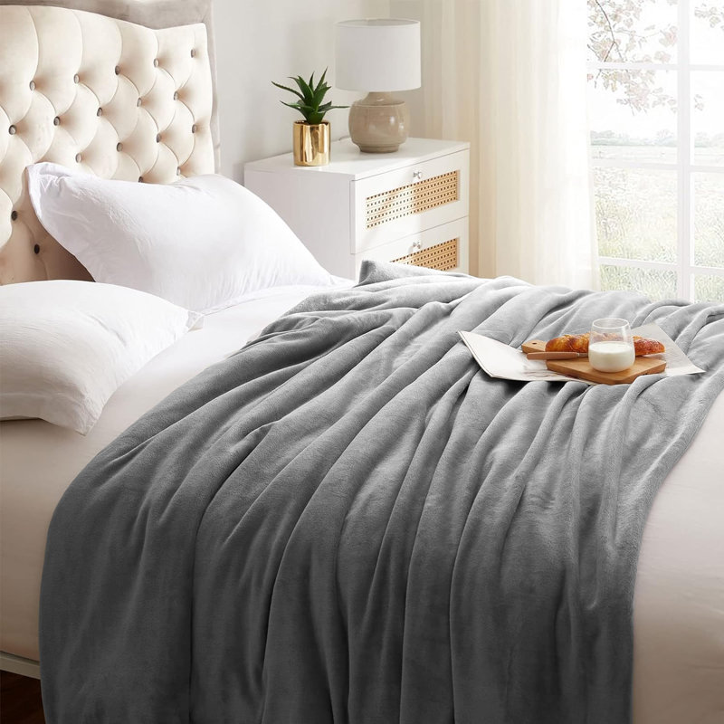 Jeté en molleton double face Moonlight, Grand lit, Argent argent