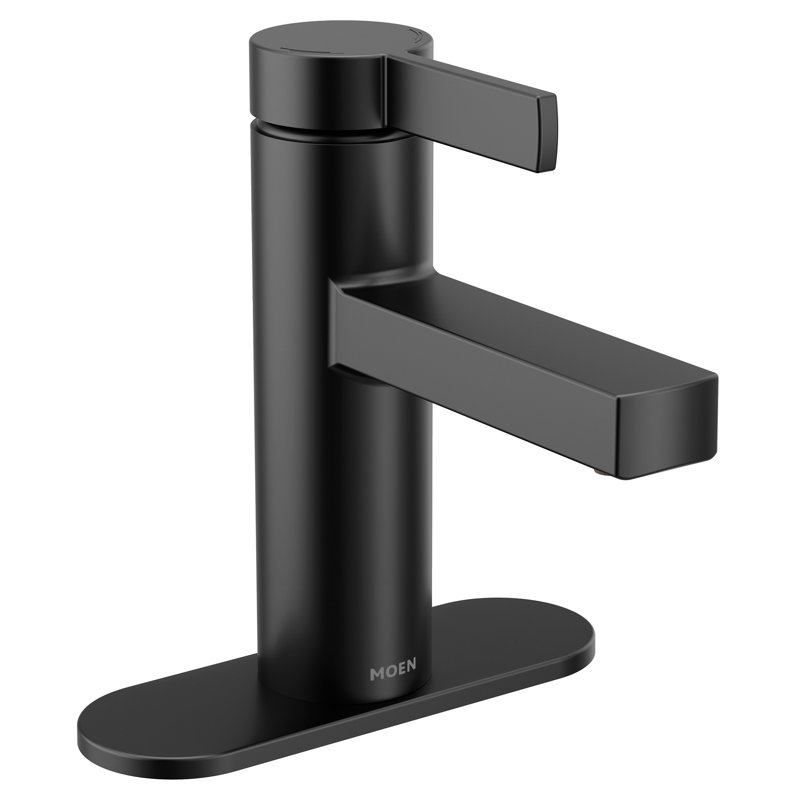 Robinet de salle de bain monocorps et monocommande à un trou avec ensemble de drain Moen Beric, plaque optionnelle incluse