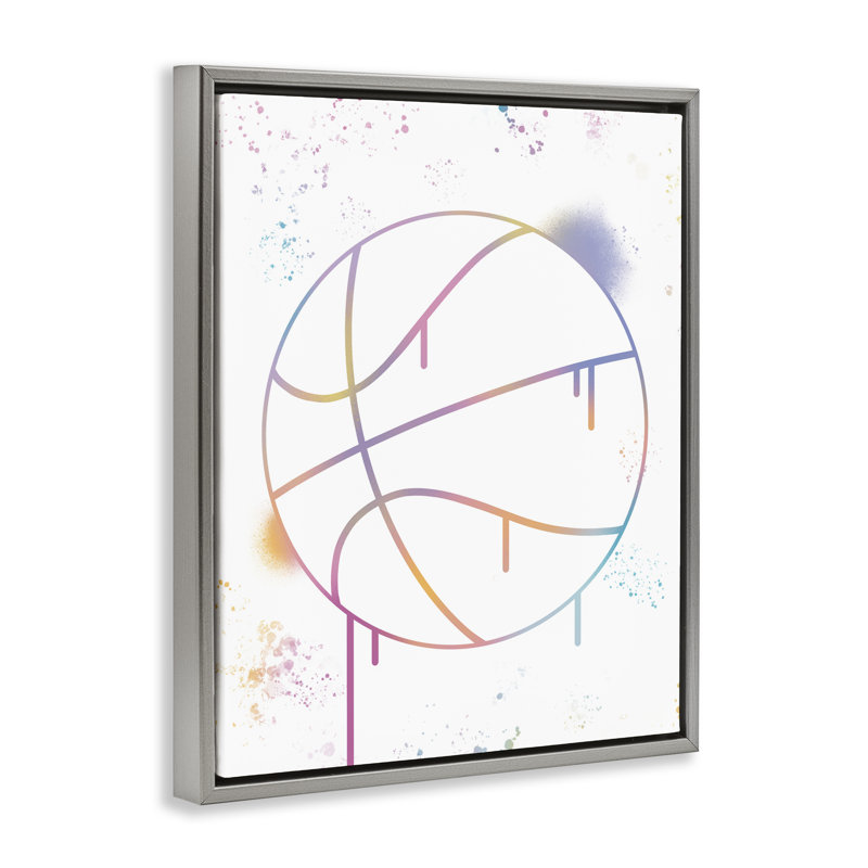 Cadre flottant Graffiti Basketball Drip, design par Marcus Prime, Cadre flottant gris lustré, H 21 po x l 17 po