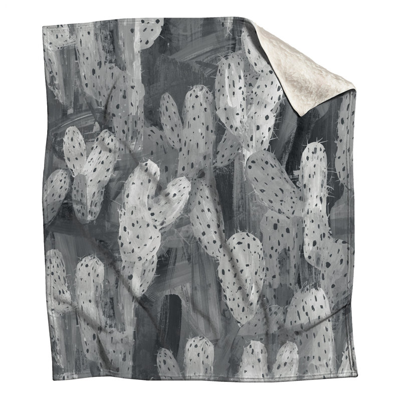 Couvertures de cactus grises abstraites, L 50 po x H 60 po