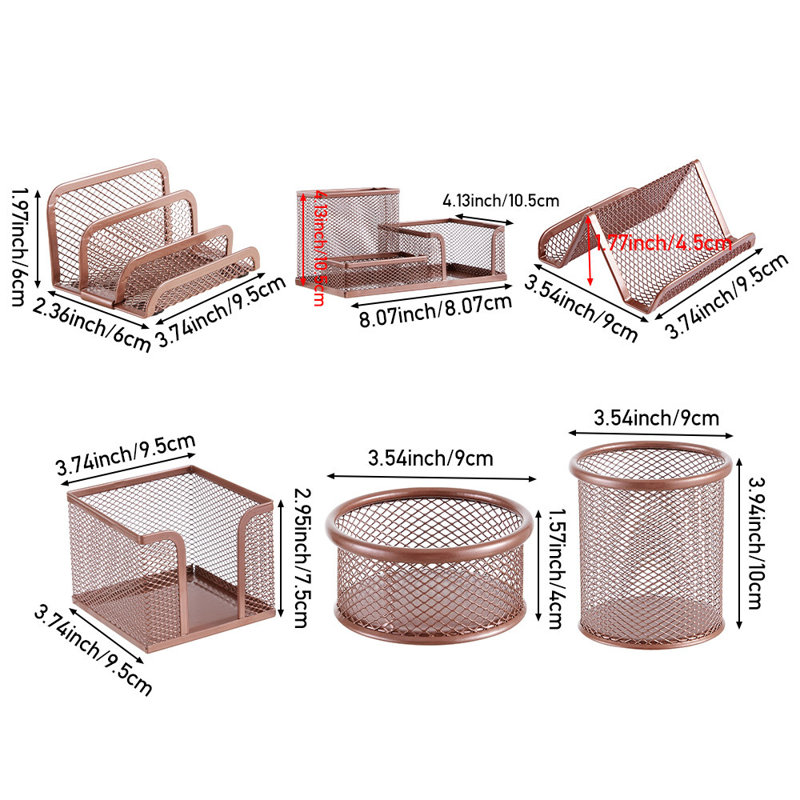 Adhrith Metal Desk Organiser Set, Rose Gold