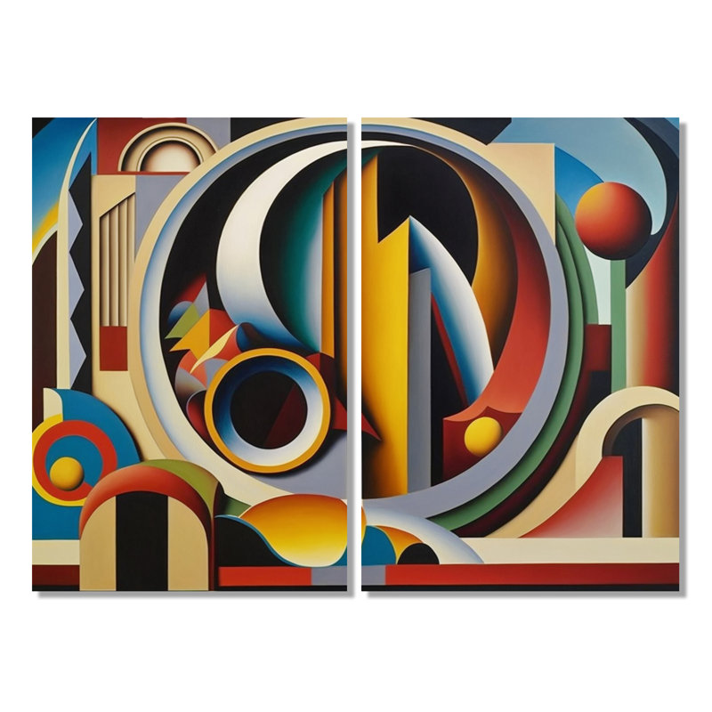 Circular Retro Dynamics II - Blue Wall Art, 36" H x 48" W, Wrapped Canvas, Does Not Apply