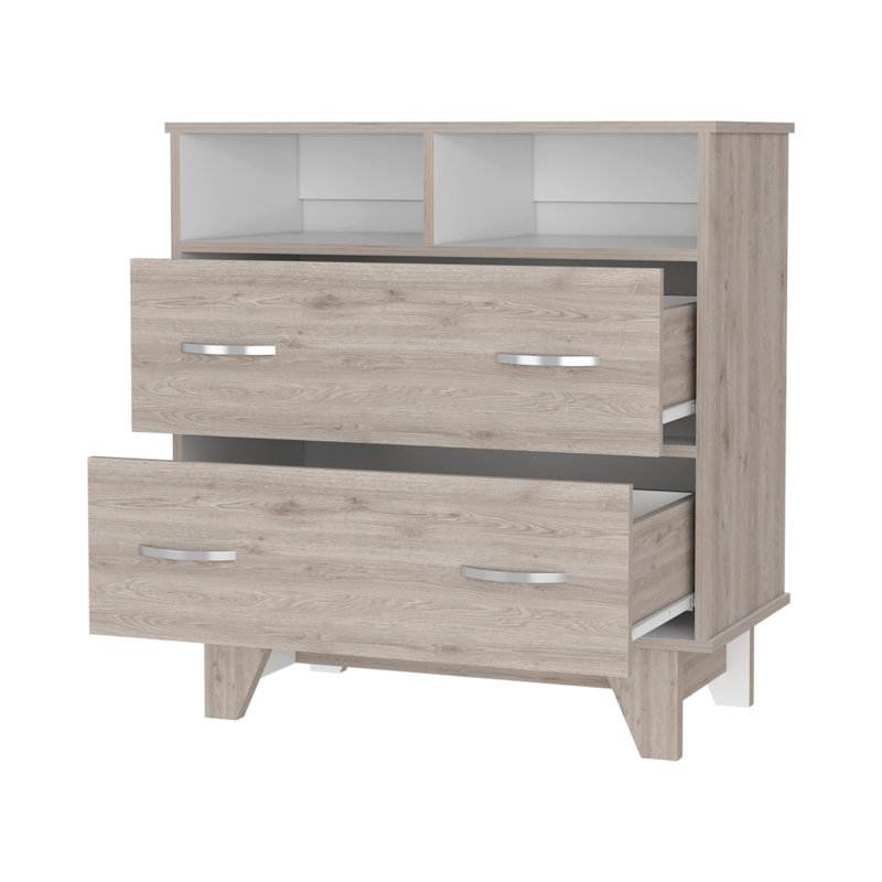 Commode 32 po à deux tiroirs en chêne