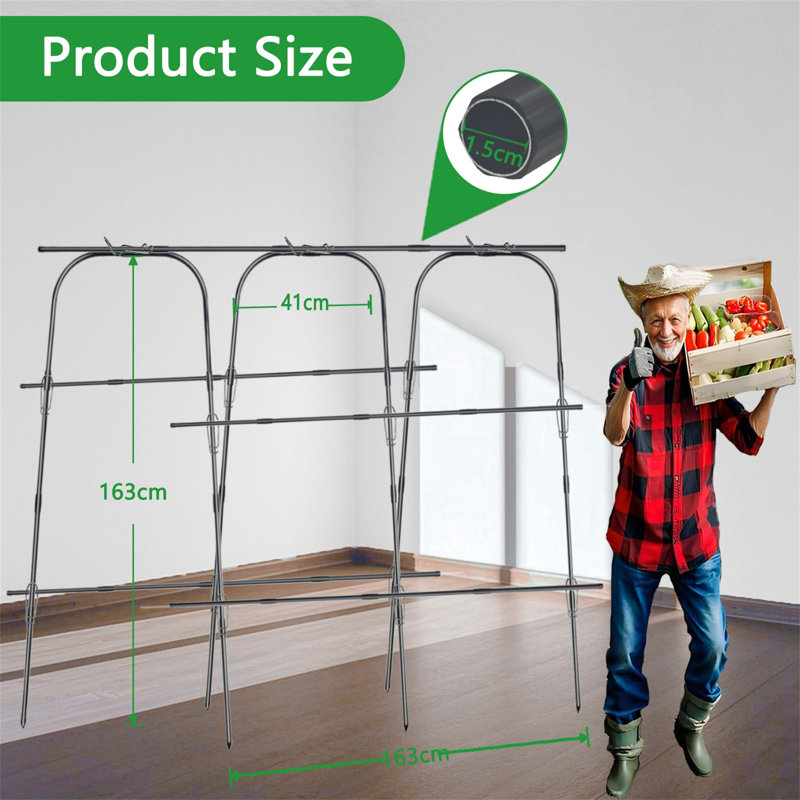 Metal Arched, 163cm H x 41cm W x 163cm D, Black
