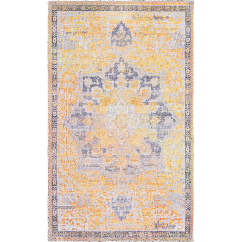 Tapis oriental bleu / jaune Hymel, Rectangle 2 pi x 3 pi 1 po