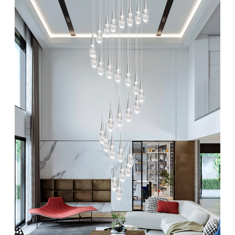 Lustre moderne à DEL 28 lumières à intensité variable avec télécommande 28 po, Silver