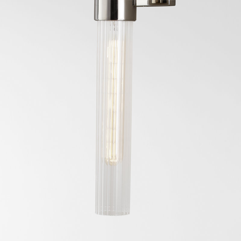 Asher 4.25" 2-Light Optic Glass Wall Sconce, Polished Nickel