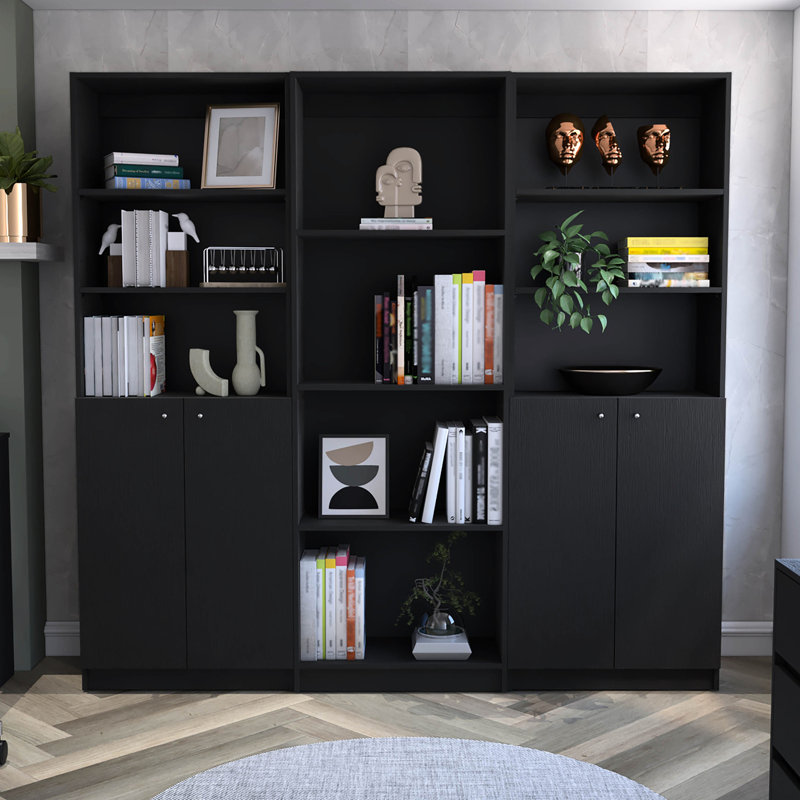Ensemble de 3 bibliothèques noires et tendance avec bibliothèques noires et rangement polyvalent