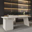 Bureau de bureau 62,99 po, laqué mat, minimaliste et crème avec rangement pour tiroir, disponible en blanc cassé et beige-129177238-129177235