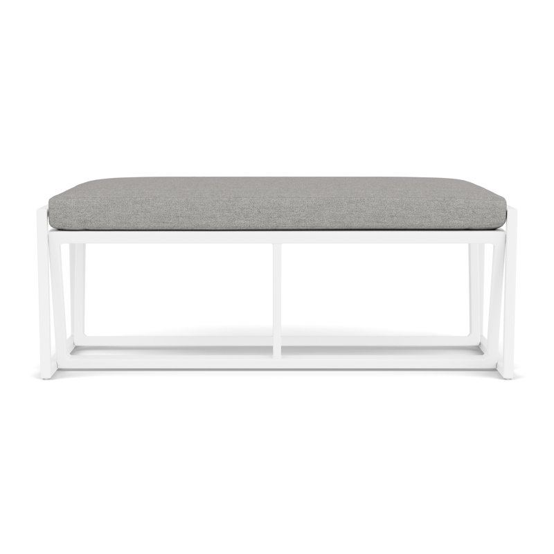 Summit Outdoor Dining Bench, Matte White, Demo Stone