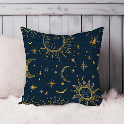 Astronomy and Space Astrology Sun Pattern II Boho Bohemian Throw Pillow Cover