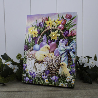 Jovonna - Panier de Pâques avec toile de table éclairée 8 x 6