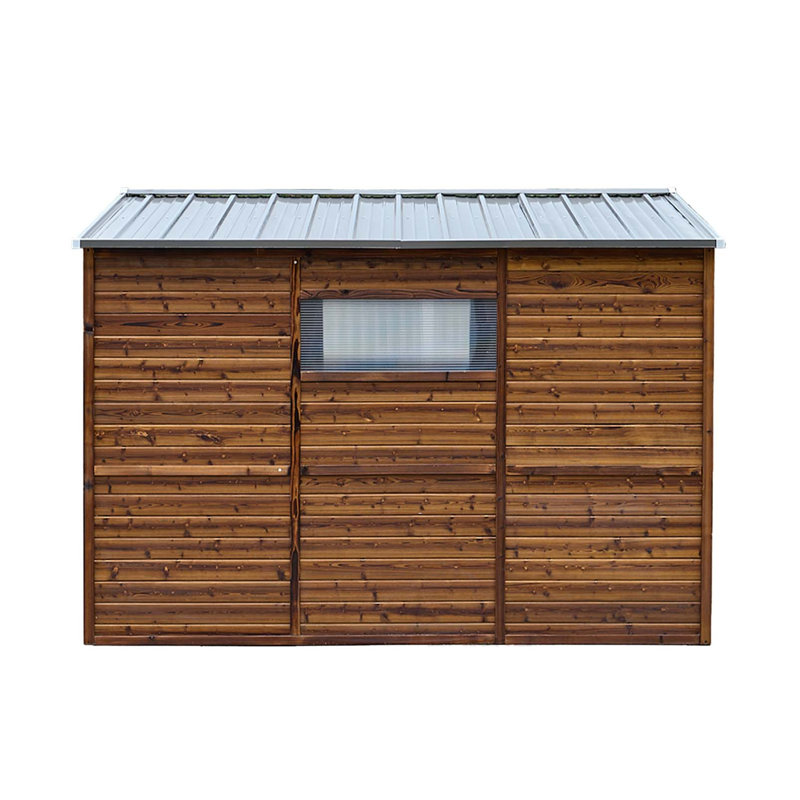 8*10FT Iron-Wood Combination Tool Shed – A Perfect Blend of Nature and Functionality, 102.36" * 118.31" * 77.95"