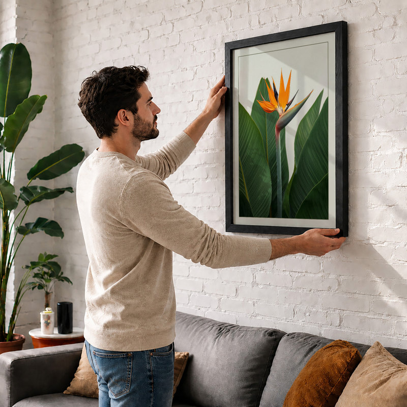 Bird Of Paradise Bloom Botanical - Print, A1 - 84.1 x 59.4 cm, White