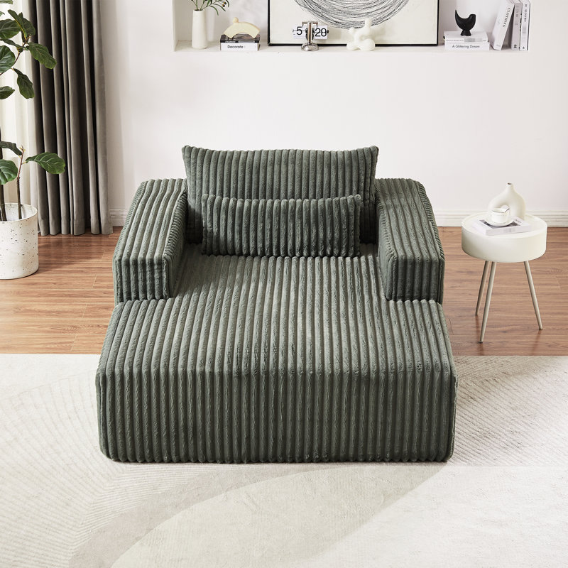 Fauteuil en velours côtelé de 75 pouces - aucun assemblage requis, canapé-lit moderne moelleux, oreiller, chaise longue pour usage intérieur, salon de chambre à coucher