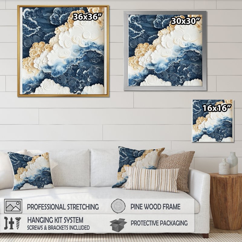 «Abstract Sea Breeze Waves III», reproduction sur toile côtière, H 16 po x l 16 po, Noir