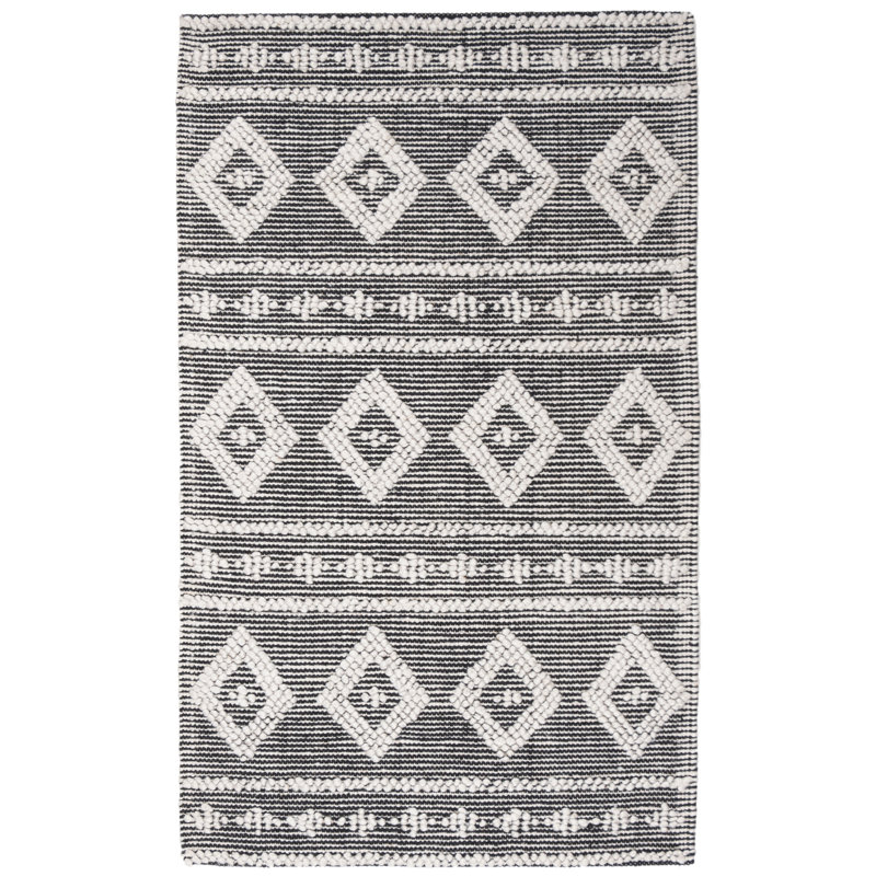 Jacques Hand Woven Viscose/Wool Geometric Rug in Gray, Rectangle 3' x 5'
