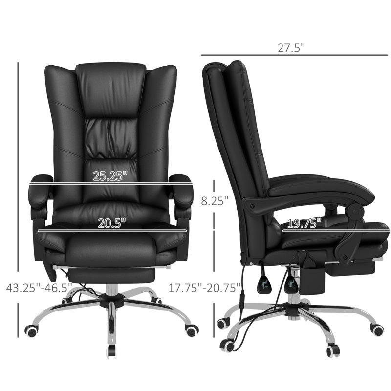 Chaise de bureau Vinsetto Vibration Massage, Noir