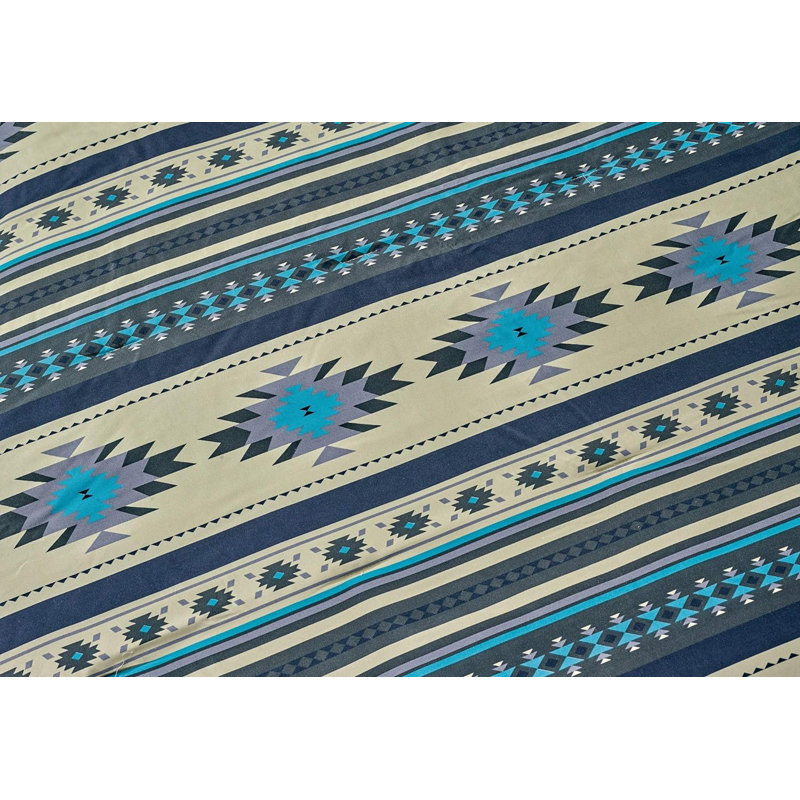 Teal and Beige Southwestern Microfiber King Comforter Set