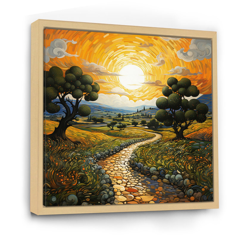 Vangogh Olive Grove in Province Painting Print, 24" H x 24" W, Maple, Floater Framed