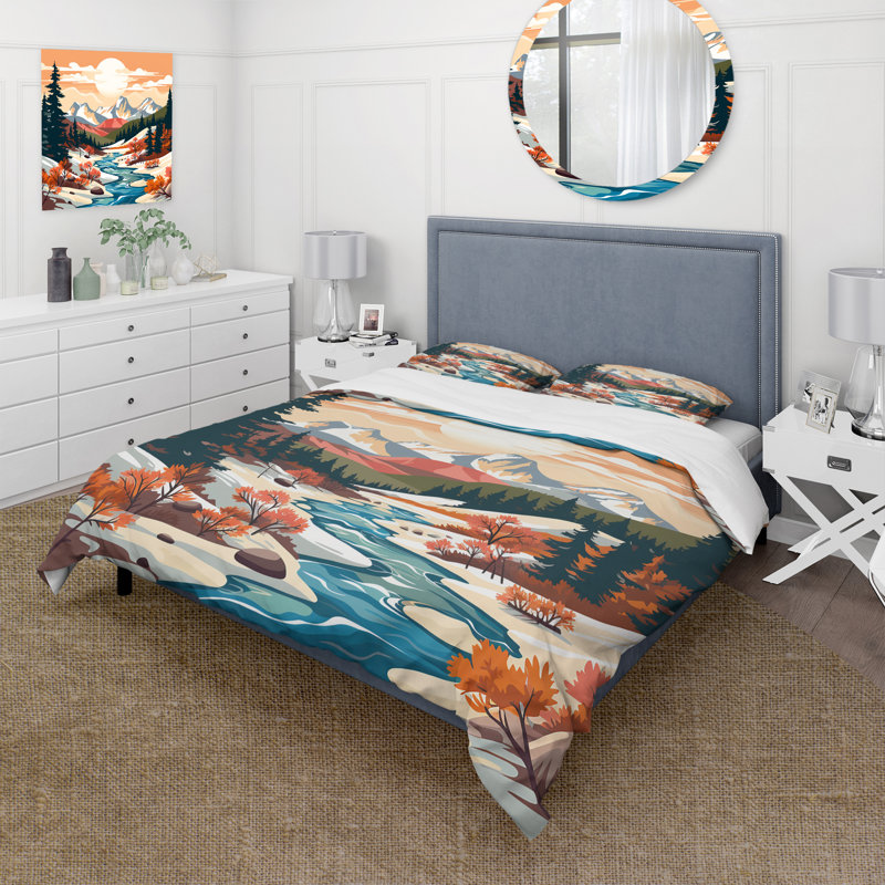 Ensemble de housse de couette Bright Colorado Winter Peaks II - Fruits, Housse de couette simple + 1 taie décorative stan