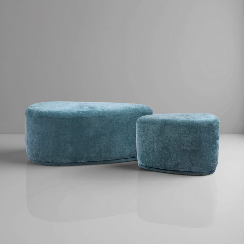 43.6cm Wide Triangle Solid Colour Footstool Ottoman, Blue