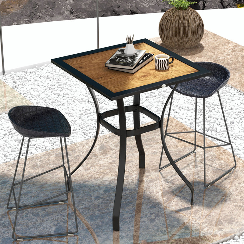 Volpe Square Wood Metal Outdoor Dining Table , 28.05'' in. W 28.05'' in. D