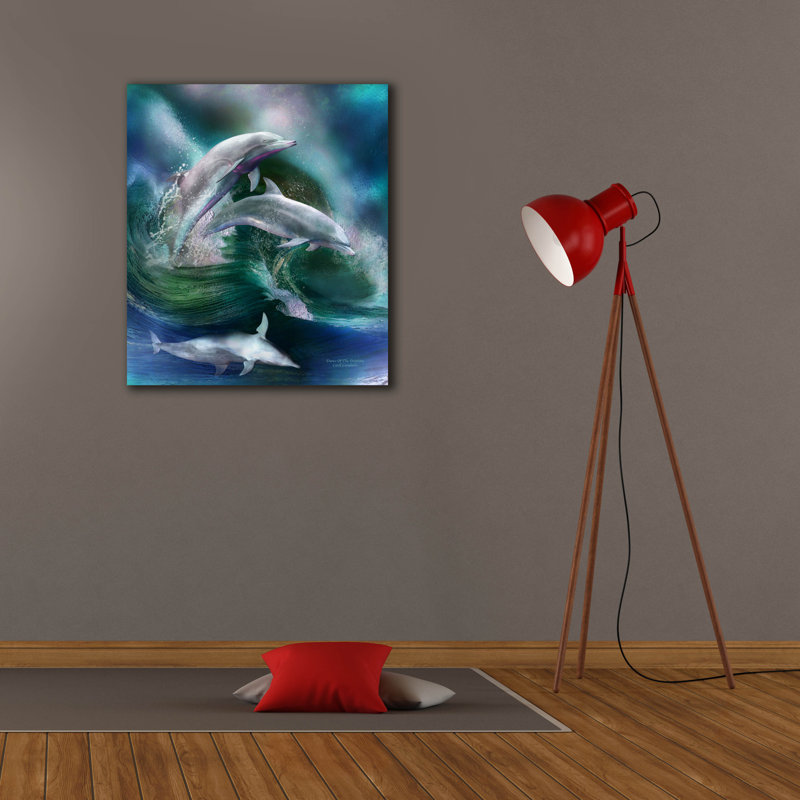 «Dance of the Dolphins» par Carol Cavalaris, art mural sur toile, H 30 po x l 26 po x P 1,5 po