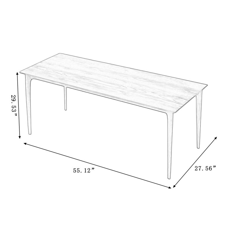 Table de salle à manger rectangulaire en bois manufacturé brun, H 29,53 po x L 55,12 po x l 27,56 po