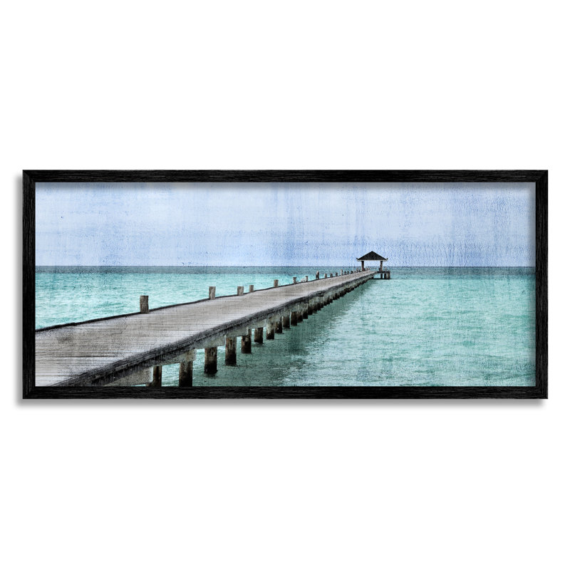 Long Wharf Beach Paradise, Giclée encadrée noir minuit, H 10 po x l 24 po