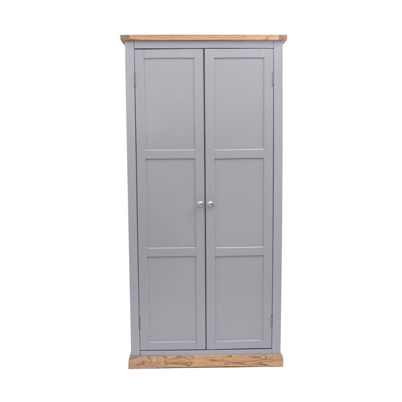 Steppe 2 Door Wardrobe, Grey/Oak/Satin Chrome