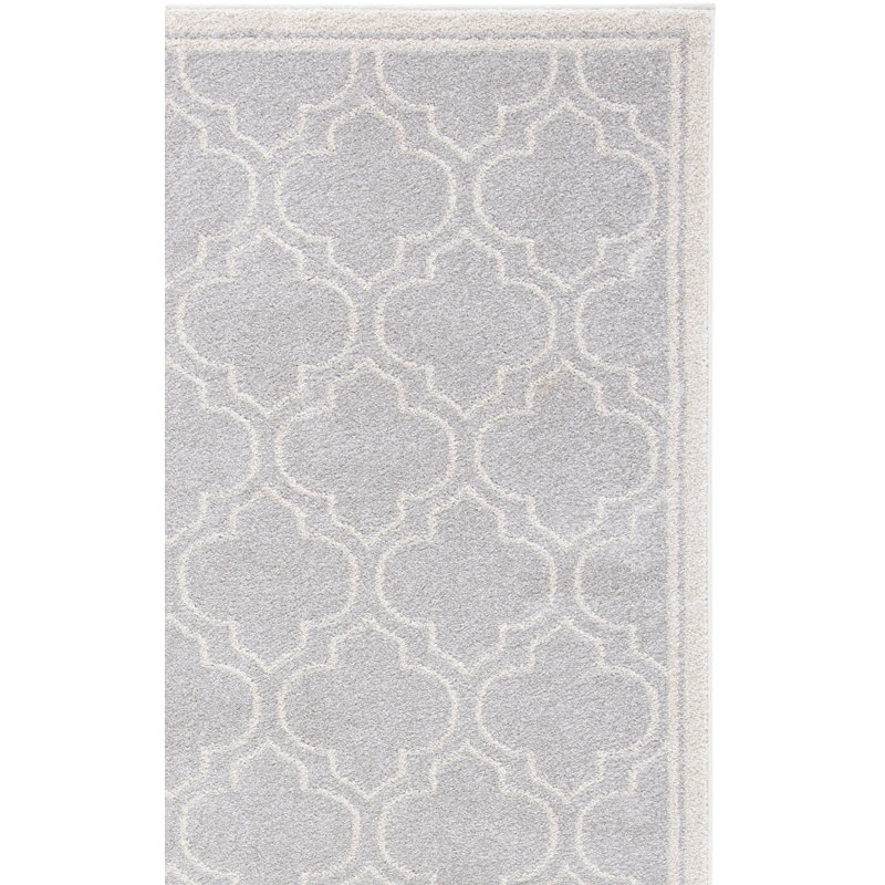 Tapis gris clair / ivoire à motif géométrique Ammundsen, Tapis de couloir 2 pi 3 po x 15 pi