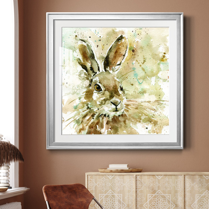 Hare in Spring - Cadre photo, reproduction d'art sur papier, H 22,5 po x l 22,5 po x P 1,5 po, Papier avec cadre argenté