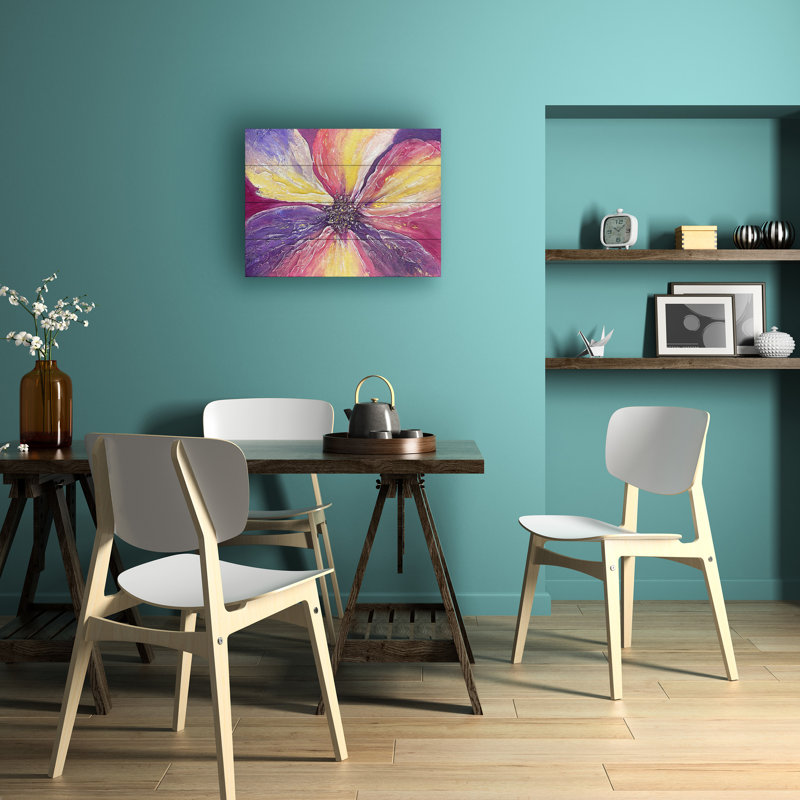 Alyson Storms  Warm Flower Wood Slat Art, H 18 po x l 22 po