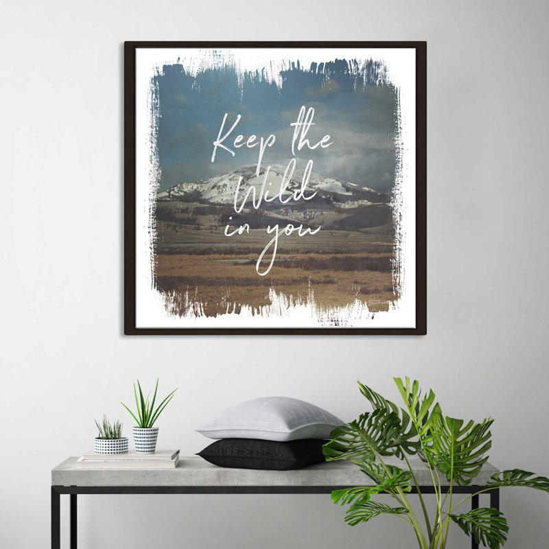«Wild Wishes I», art textuel, H 21,5 po x l 21,5 po x P 2 po, Cadre flottant espresso