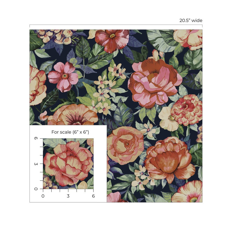 Rouleau de fleurs Rasheim, Rose / orange / bleu