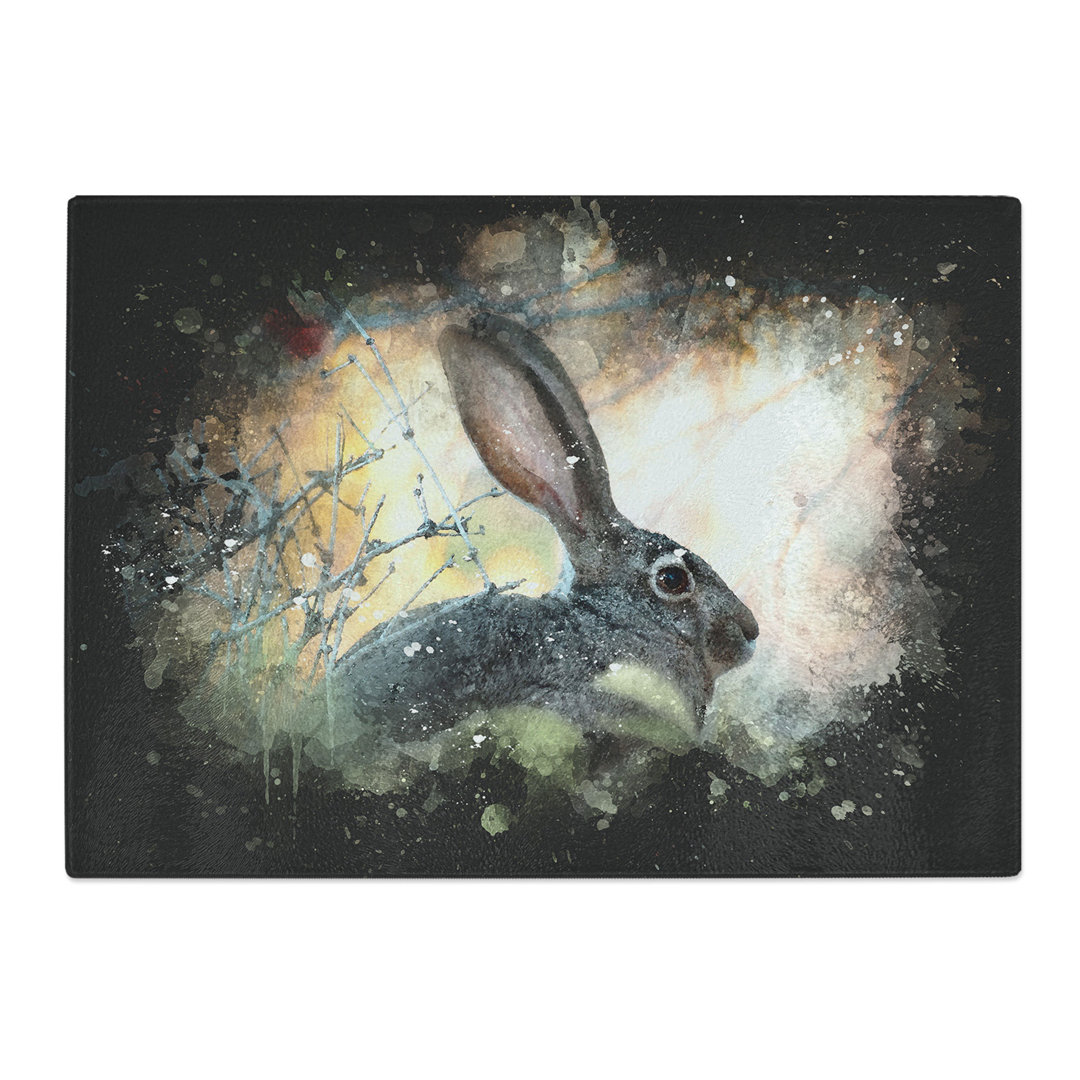 Tempered Glass Hare in the Bushes Chopping Board