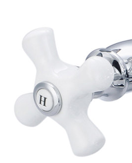 2-handle Bathroom Faucet, Porcelain Cross Handles, Brushed Nickel