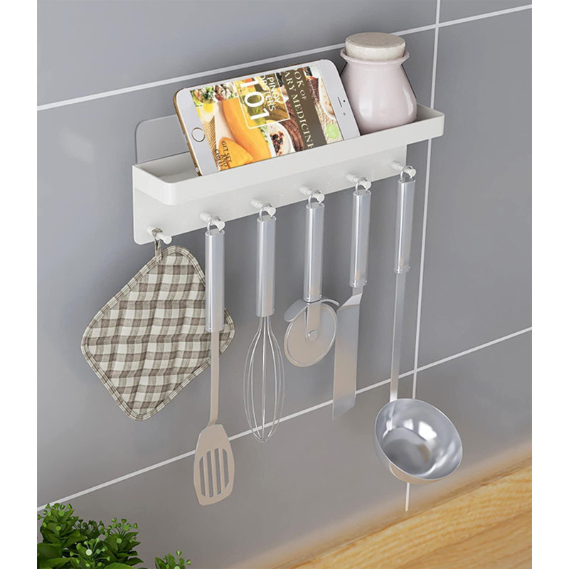 Asella Metal Wall Organizer Waterproof Wall Key Holder With Rack, White