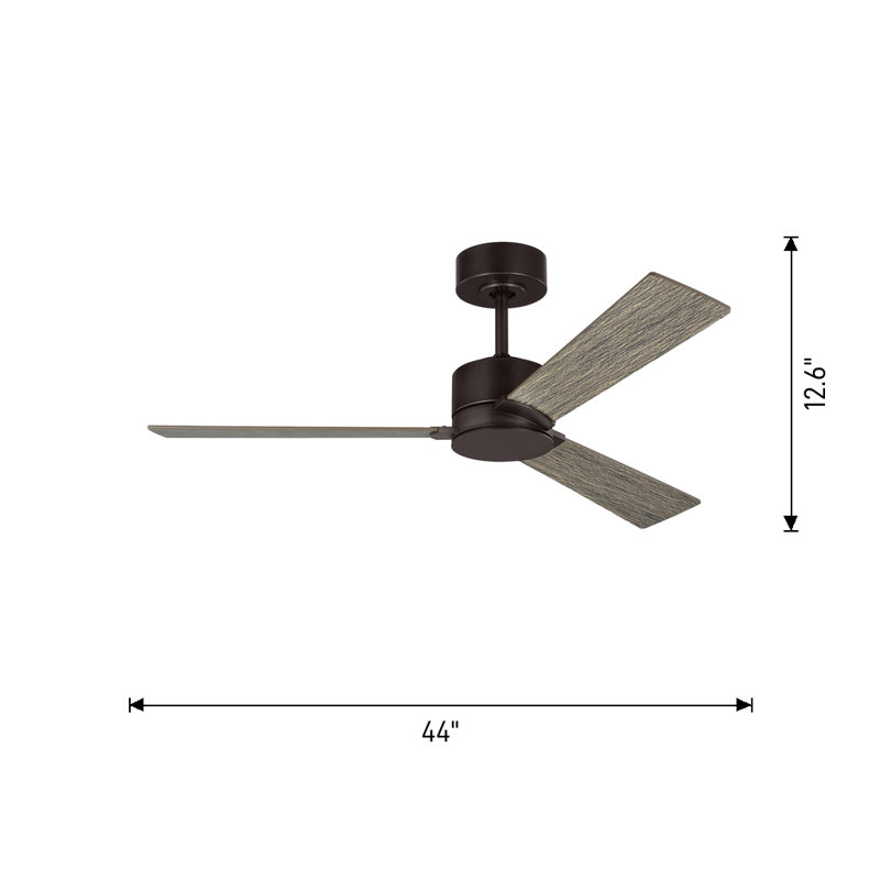 Rozzen Downrod Ceiling Fan, Black/Walnut, 44", Midnight Black