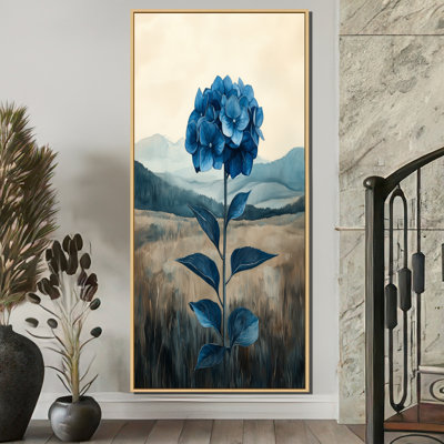 «Minimalisme hortensia dans un champ monochrome», impression sur toile