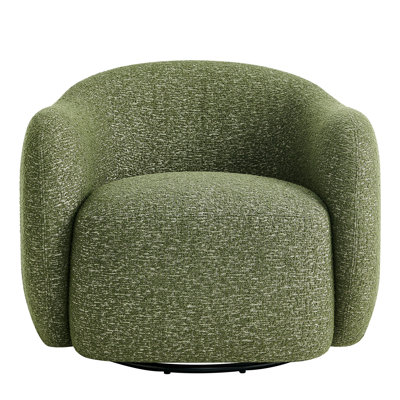 Raylene Textured Woven Fabric Swivel Accent Chair in Olive