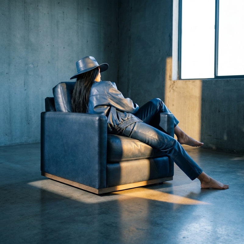 Kukkapalli Leather Swivel Armchair