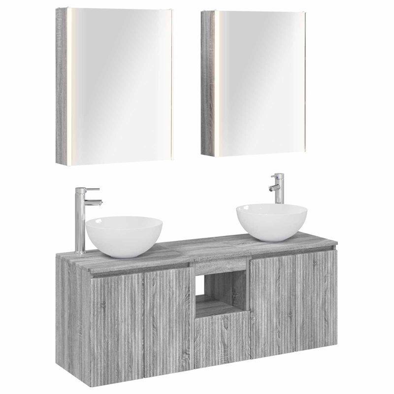 Vanity & Mirror Set, Grey Sonoma