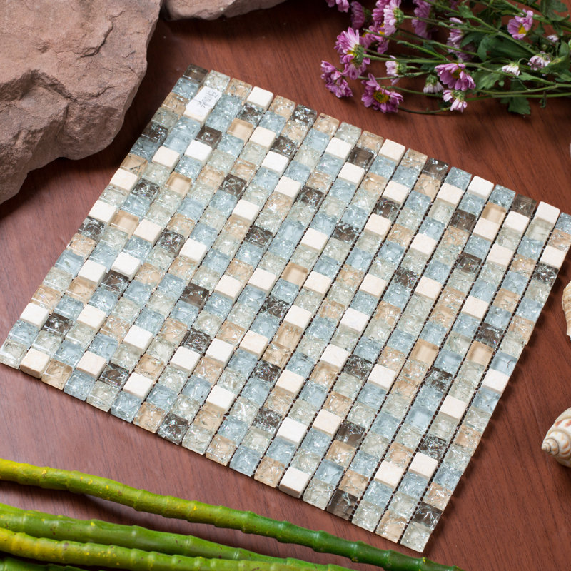 Carreau de mosaïque pour mur et plancher en grès naturel, Gris / Brun clair