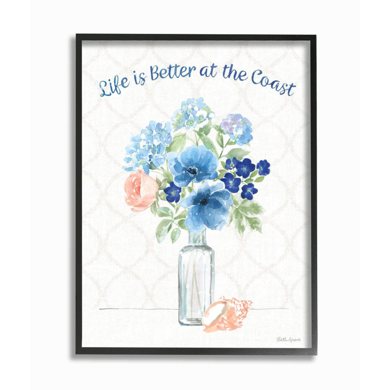 «Better at the Coast Nautical Arrangement Floral Greeting» par Avery Tillmon - impression d'art graphique, H 30 po x l 24 po