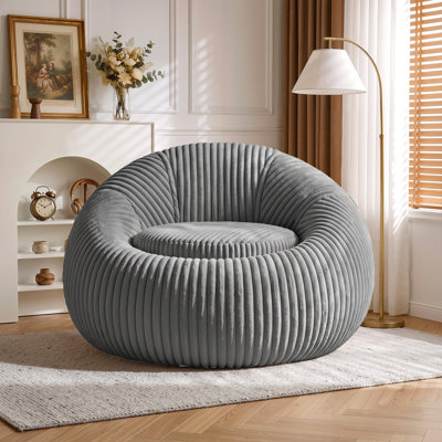 Grand fauteuil à billes en velours côtelé pour adultes, canapé ergonomique rembourré en mousse avec housse de siège lavable, peut supporter 397 lb pour la chambre à coucher, le salon