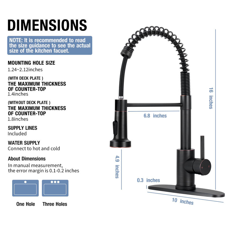 Kitchen Faucets with Pull Down Sprayer, Black