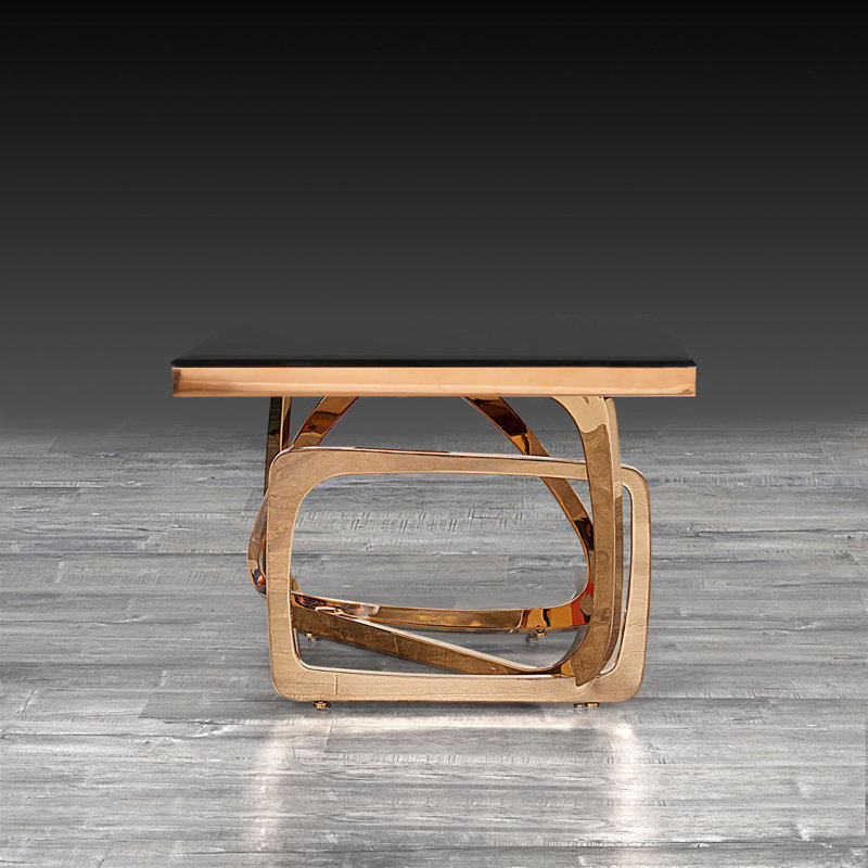 Table de bout en verre, Or, Noir